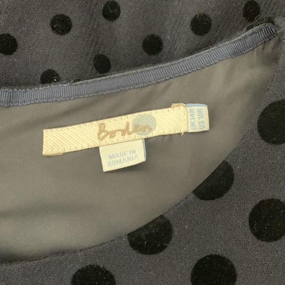 Boden NWOT Navy Wool Velvet Polka Dot Dress size 10R - Picture 12 of 17